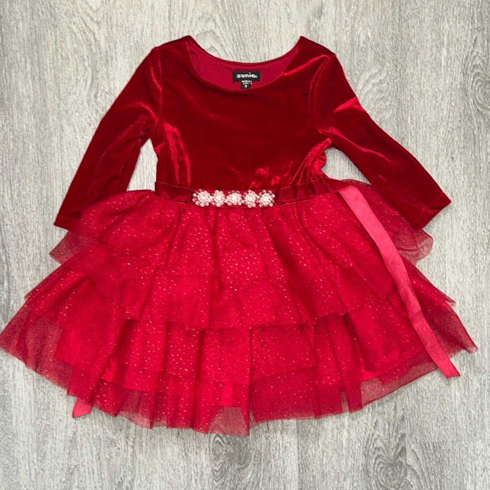 Girls 3t red velvet dress